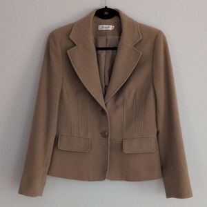 Vintage Jessica Wool Cashmere  Blend Blazer Coat Camel Size 8
